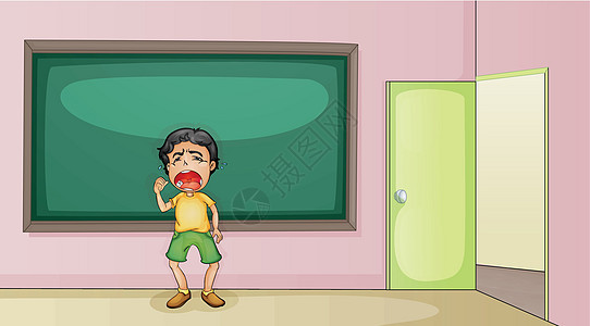 在教室里哭男生男性卡通片男人疼痛情绪化瞳孔伤害黑板哭泣图片