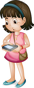 使用智能手机的女孩钱包女士网络剪贴孩子孩子们同学电话消息裙子图片