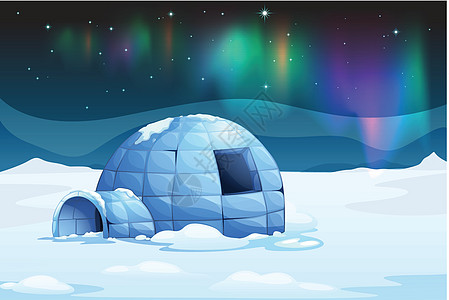 极地夹子卡通片绝缘立方体外壳预测房子极光场景冰屋图片