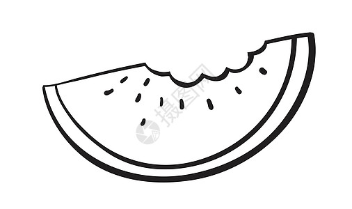 西瓜片素描食品西瓜水果草图绘画种子午餐数字食物线条图片