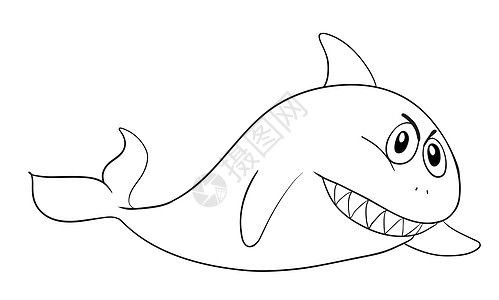 鲨鱼牙齿线条草图绘画艺术钓鱼线稿食品海洋食物图片