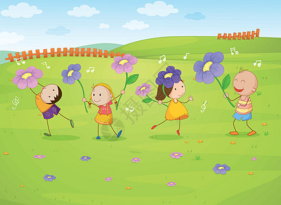 儿童子女数男性森林男人绘画农村风景天空好朋友栅栏紫色图片