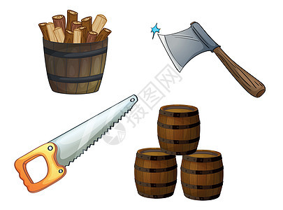 各种对象木工木制品职业工具斧头绘画木头材料卡通片团体图片