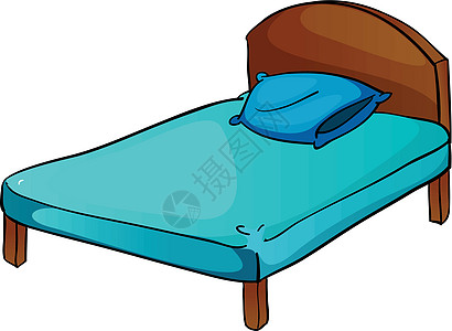 床和枕头绘画卡通片床垫家庭木头古董家具草图配饰睡眠图片