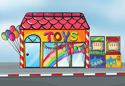 玩具店语言抑制卡通片购物礼物机器气球字母小路展示背景图片