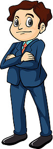 一个微笑的男人衬衫蓝色套装男性男生绘画头发孩子卡通片领带图片