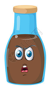 瓶子上的脸绘画蓝色店铺塑料插图情绪哭泣棕色材料玻璃图片