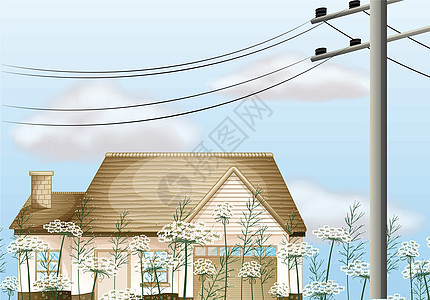 一个房子电气植物卡通片奢华窗户电线天空金属电话框架图片