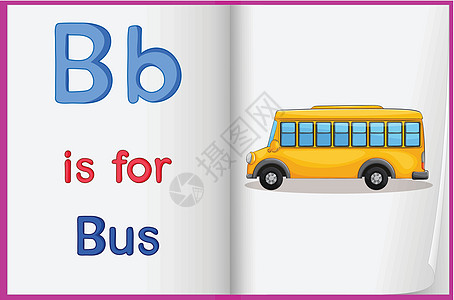 一本书中的巴士照片绘画学生蓝色工作车辆阴影学校旅行瞳孔床单图片