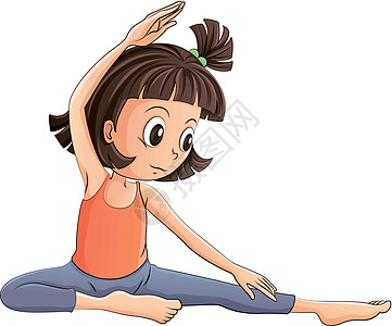 做月子做瑜伽的女孩女士绘画白色眼睛女性马尾辫裤子耳朵卡通片姿势设计图片