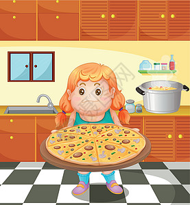 一个带披萨的胖女人图片