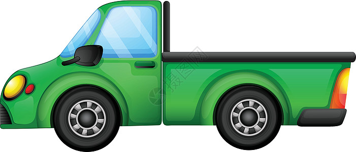 一辆绿色卡车轮子玩具车辆涡轮窗户镜子白色吉普车汽车运输图片