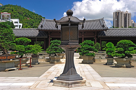 香港的传统建筑场景尼姑庵佛教徒寺庙风景文化遗产情景灯笼历史性图片