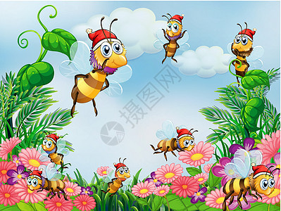 带蜜蜂的花园图片