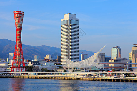 日本神户市地标商业港口蓝色场景建筑学建筑景观风景天空图片