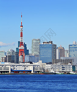 东京市摩天大楼景观办公室海洋金融天际蓝色港口建筑学城市图片