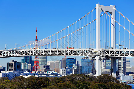 东京天际天空彩虹金融摩天大楼电缆城市运输车站时间建筑图片