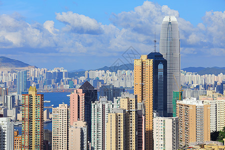 香港市风景摩天大楼居民区建筑办公室城市市中心地标商业蓝色景观图片