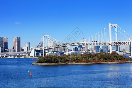 东京城市首都建筑学建筑交通景观彩虹港口电缆场景图片