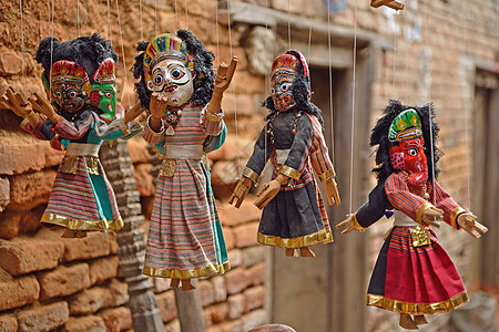 尼泊尔木偶 尼泊尔细绳自由艺术村庄控制街道节目文化手工遗产背景图片