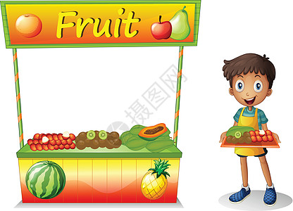 一个卖水果的年轻男孩图片