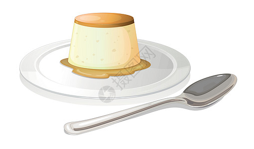 一勺勺子 旁边的盘子上 带利什flan图片