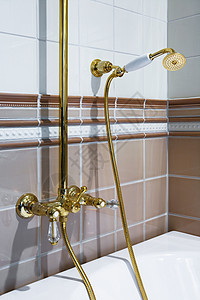 青铜水龙头打扫围兜倾斜跑步洗涤金子浴室淋浴阀门管道图片
