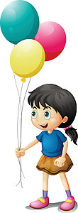一个可爱的小小可爱女孩 拿着气球图片