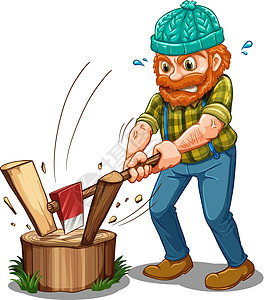 树桩一个疲劳的伐木工人设计图片