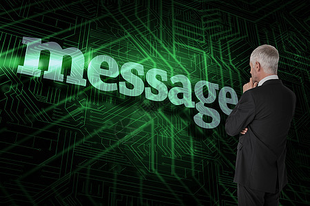 对绿色和黑色电路板的讯息头发技术流行语商业夹克专注一个字人士商务电子邮件图片