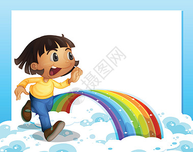 空的模板 有年轻女孩在跑 彩虹图片