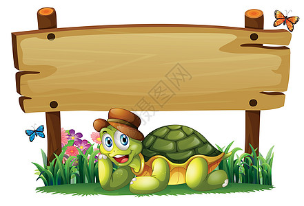 空木板下面笑着的乌龟图片