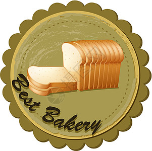 最好的面包店标签 配新鲜切片面包图片