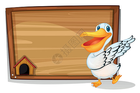 鸭子在木白板边跳舞图片