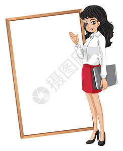 一个女人在空白板前图片