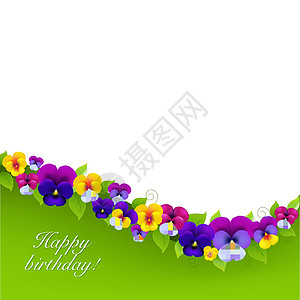 背景与紫罗兰和叶子季节花瓣海报框架边界树叶生日中提琴设计花艺图片