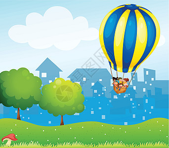 山上一个大热气球背景图片