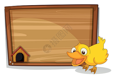 空木板旁的鸭子图片
