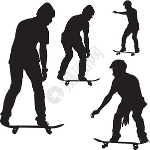 滑板矢量团体黑色比赛男生创造力自由仿真竞赛插图图片