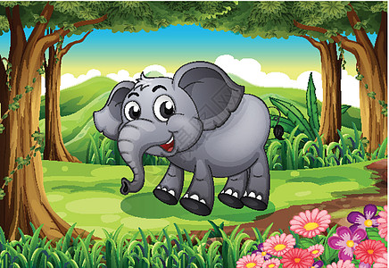 森林里一头微笑的大象图片