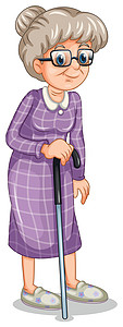 一个带拐杖的老女人图片