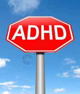 ADHD 概念发育注意力症状天空赤字诊断神经插图缩写红色图片