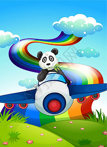 彩虹附近有只熊猫的飞机图片