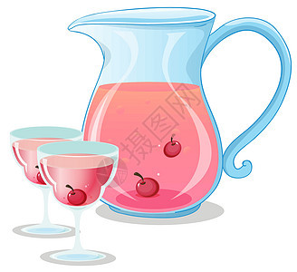 樱桃汁贮存酒杯绘画卡通片厨房蓝色玻璃饮料果汁塑料图片