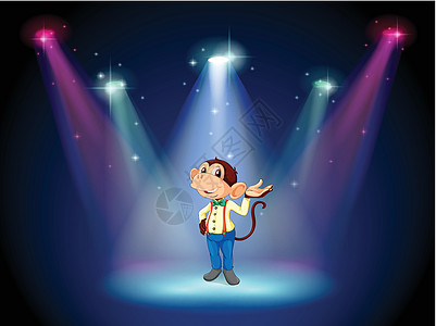 一只猴子站在舞台的舞台上图片