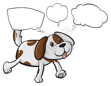 空想的小狗狗卡通片气泡思维剪贴标注思考绘画宠物小狗白色图片