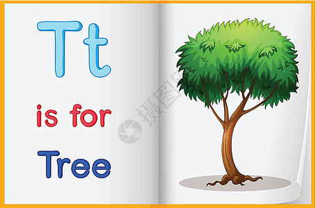 一本书中的一棵树的图片教学图书英语多叶字母学校语言阴影卡通片软垫图片