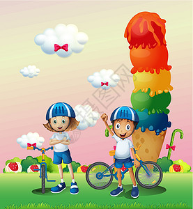 两个青少年在一片充满糖果的土地上图片