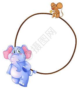 大象 鼠标和圆空模板图片