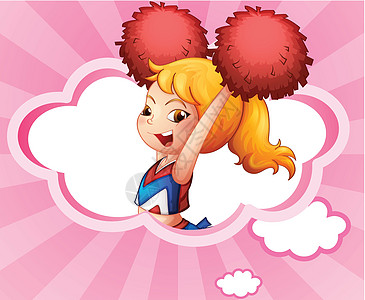 云中啦啦队员条纹女孩演员卡通绘画队长领导者女士红色粉色图片
